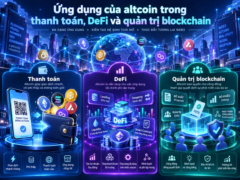 Ứng dụng của altcoin trong thanh toán, DeFi và quản trị blockchain