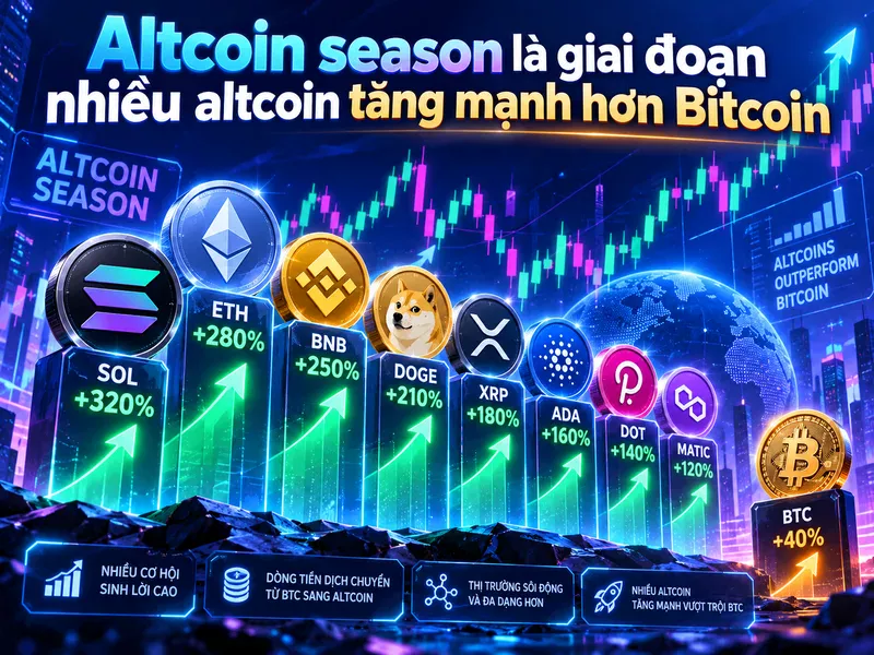 Altcoin season là giai đoạn nhiều altcoin tăng mạnh hơn Bitcoin